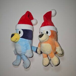 Bluey & Bingo Santa Hats 8" Plush Bundle